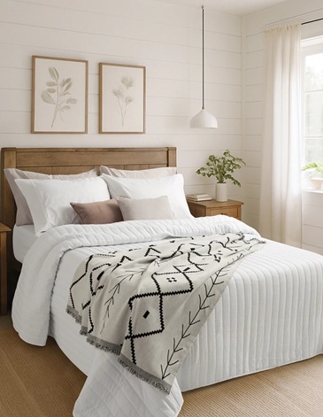 Manta de chenille jacquard con motivos étnicos. JEAN CARTIER