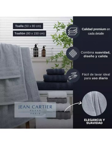 Juego de Toalla y Toallón Liso con Guarda 500 grs/m² JE TAIME