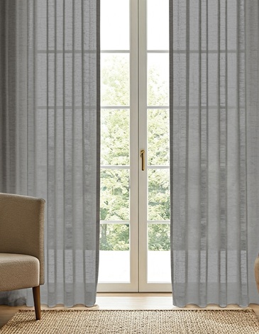 Venta por Mayor y Catalogo Juego de cortinas lisas de símil gasa de algodón con cinta fruncidora JEAN CARTIER