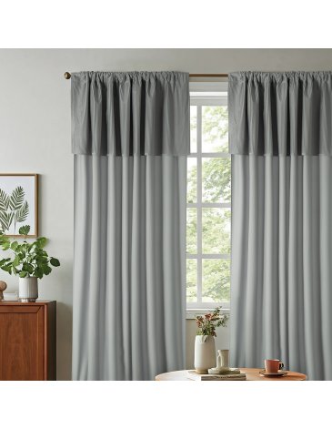 Juego de cortinas de ambiente con bandeaux plisado y agarraderas JEAN CARTIER