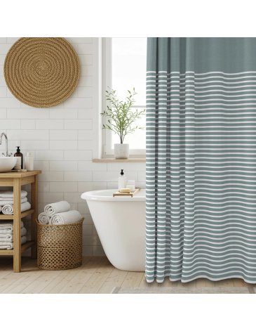 Cortina de baño teflonada con estampa y pack de tela estampada 180 x 180cm - JEAN CARTIER