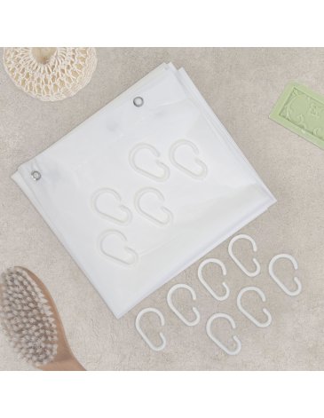 Protector plastico para cortina de baño con ganchos JEAN CARTIER