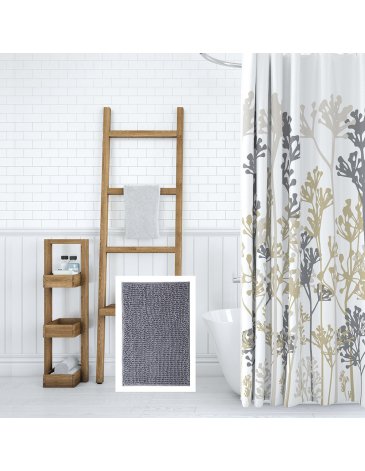 Cortina de baño + ganchos + alfombra JEAN CARTIER