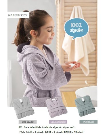 Bata de toalla de algodón súper soft infantil. Con capucha. ¡PREMIUM! - JEAN CARTIER