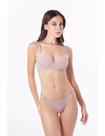 CONJUNTO TAZA SOFT DE MICROFIBRA Y TANGA CON BRETELES ANCHOS T85/100		 UAILEE