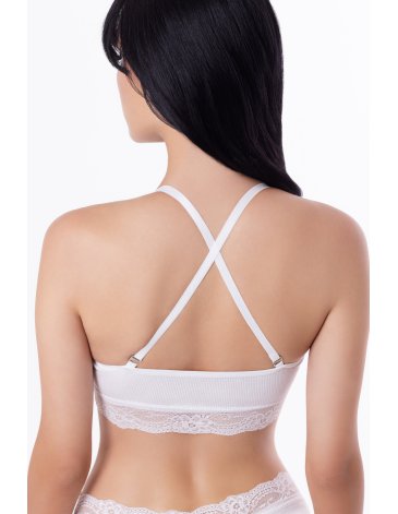 CONJ TOP CON TAZA DESMONTABLE Y PUNTILLA DE MORLEY DE ALGODÓN T85/100 - UAILEE