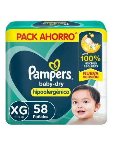 Pañales Pampers BABY-DRY Xg x 58 PAMPERS