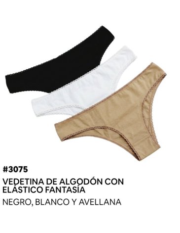 Vedetina algodon y lycra con elastico Pack x3 VINTAGE