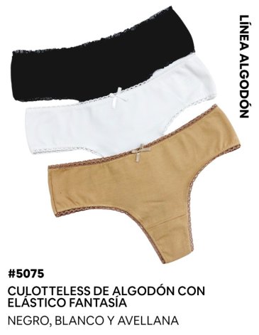 Culotteless algodon y lycra con elastico Pack x3 VINTAGE