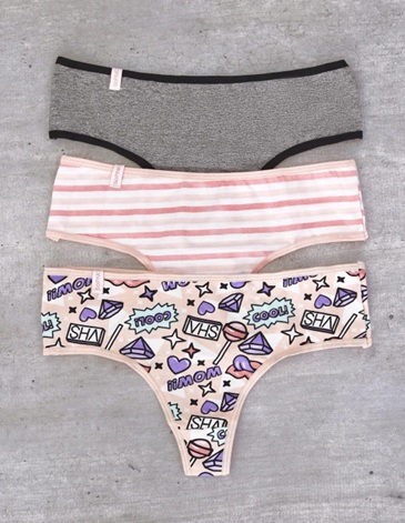 CULOTTE LESS DE ALGODÓN Y LYCRA SURTIDOS T1/3 PACK x3 SO PINK