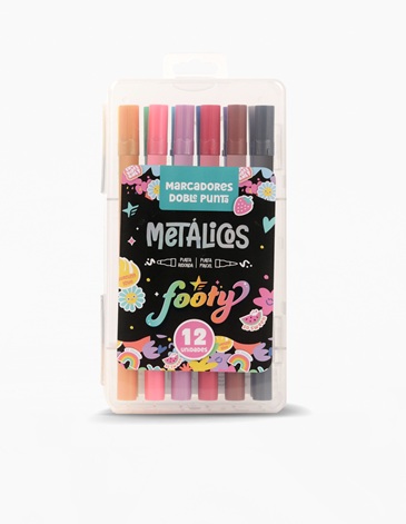 MARCADORES METALICOS X 12 COLORES FOOTY