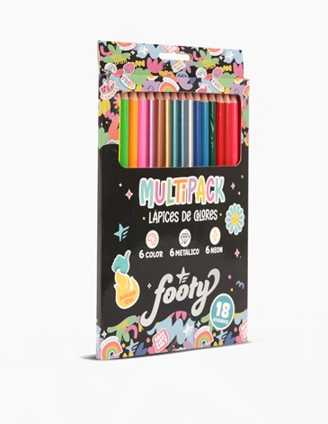 LAPICES DE COLORES - 3 ESTILOS DIFERENTES X 18u FOOTY