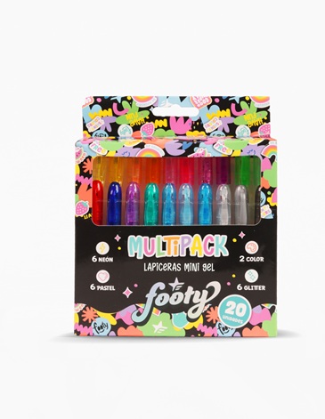 LAPICERAS MINI GEL - 4 VARAIANTES DE TINTA X 20u FOOTY