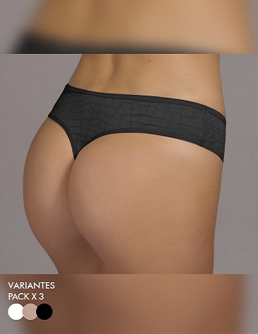 Culotte less jackard mesh Pack x3 Jennifer MARCELA KOURY