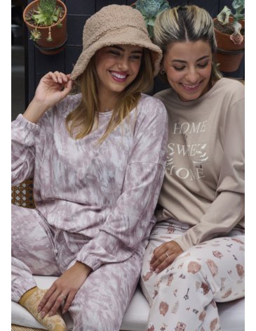 Pijama de lanilla estampado manga larga TS/XL MARCELA KOURY