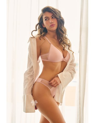 Conjunto Triangulo Microfibra y Puntilla con copa y con Less