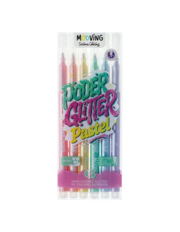 Marcadores Glitter Pastel x 6 - MOOVING