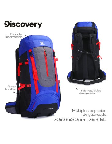 Mochila camping 75 + 5 litros DISCOVERY