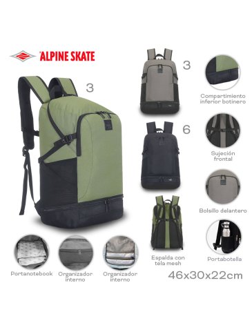 Venta por Mayor y Catalogo Mochila 18'' PortaNtbk ALPINE SKATE