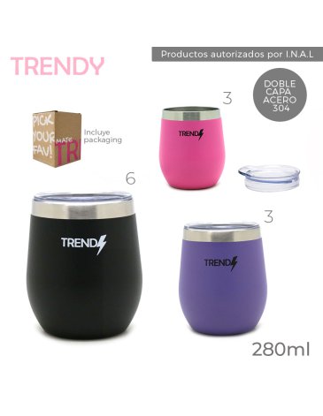 Venta por Mayor y Catalogo Mate de Acero Inoxidable con Tapa TRENDY