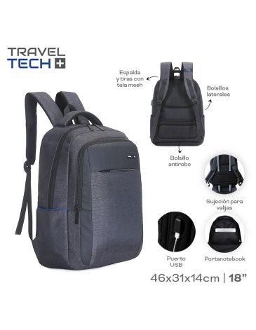 Mochila 18'' Porta Notebook TRAVEL TECH