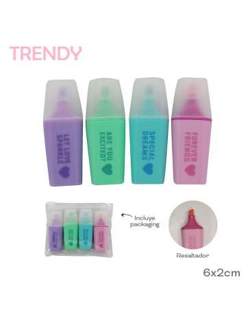 Venta por Mayor y Catalogo Resaltador Pack x4 TRENDY