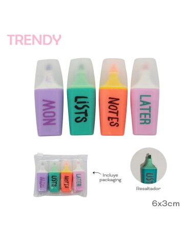 Venta por Mayor y Catalogo Resaltador Pack x4 TRENDY