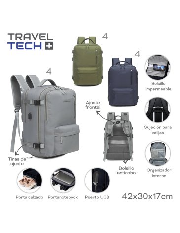 Venta por Mayor y Catalogo Mochila de Viaje 24 Litros TRAVEL TECH