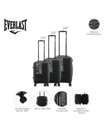 Set Valija 20" 24" 28"  EVERLAST