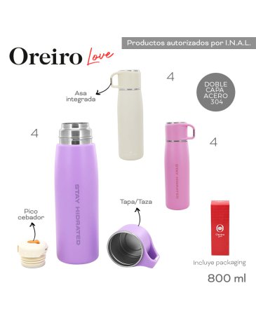 Termo 800 ML LAS OREIRO LOVE