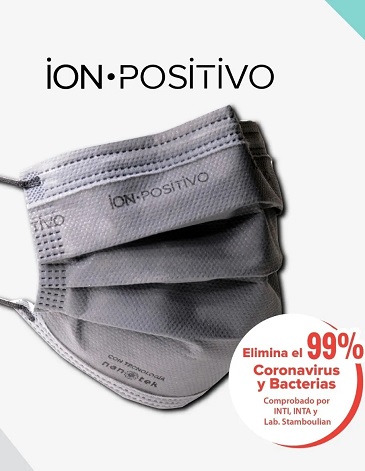 Barbijos Ion Positivo anti bacterial color GRIS - Pack x 3 - Ion Positivo