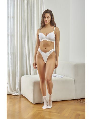 Conjunto taza sofá y Cola less en V de microfibra y puntilla T85/100 TIENTO