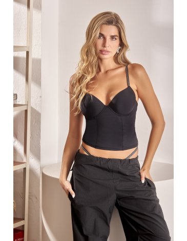 Corset con taza soft y bretel con strass de microfibra T85/100 TIENTO