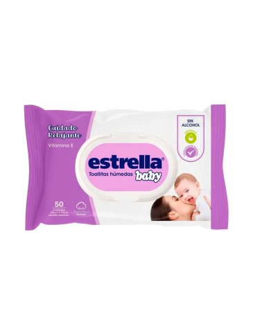 Toallitas humedas x 50 unidades Vitamina E sin alcohol ESTRELLA