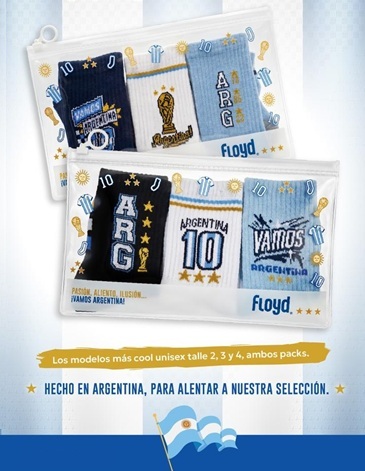 Media caña morley Pack x3 Talle 2 Mundial Argentina FLOYD