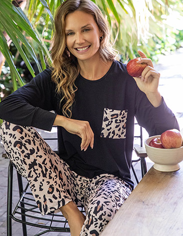 Pijama remera con bolsillo pantalon amimal Moria T1/4 BIANCA SECRETA