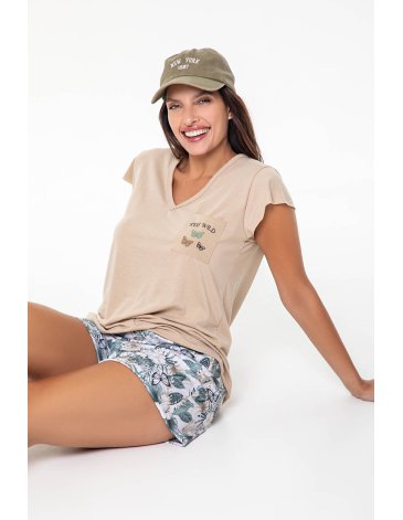 Pijama en modal con short estampado T2/4 BIANCA SECRETA