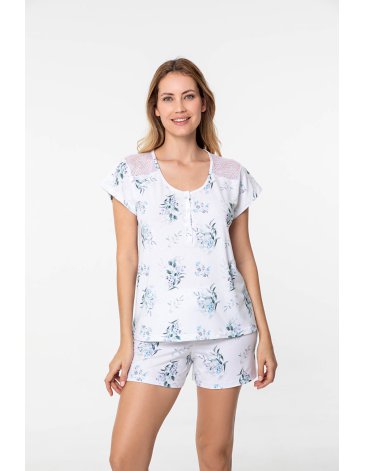 Pijama en modal estampado con puntilla T2/7 - BIANCA SECRETA