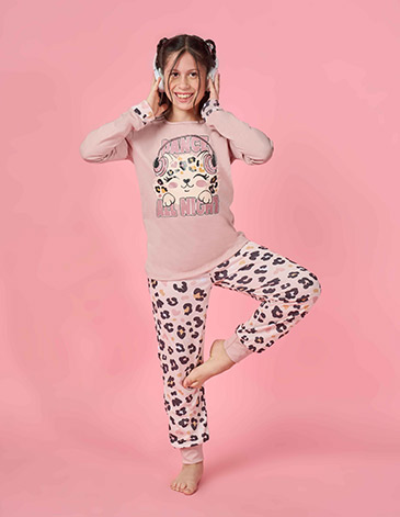 Pijama con casaca de jersey y pantalon sublimado T4/16 LENCATEX