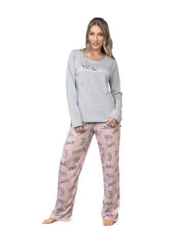 Pijama  con casaca de jersey- y pantalón sublimado- Línea Tigres Talle S al XL LENCATEX