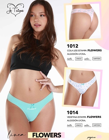 Vedetina Algodon y Lycra FLOWERS Pack x3 JE TAIME