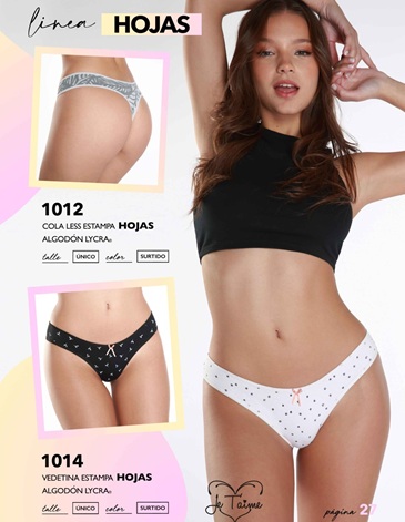 Vedetina Algodon y Lycra HOJAS Pack x3 JE TAIME