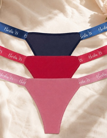 Tangas de Algodon y Lycra Liso con Elastico Personalizado Pack x3 T X/XL BERLIN