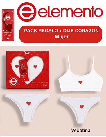 Conjunto Corpiño regulable + vedetina + Dije corazon ELEMENTO