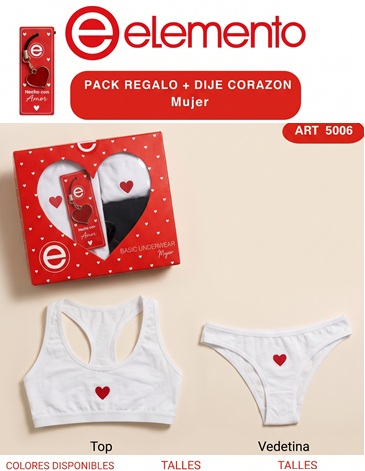 Conjunto Top + vedetina + dije corazon ELEMENTO