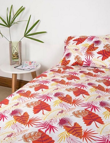 Juego de sabanas microfibra estampada 1- 1/2 PL BLANCO PARIS