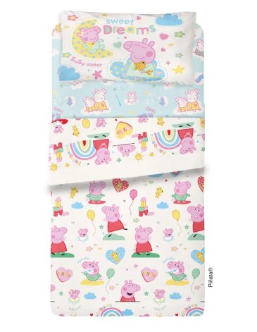 Sábanas 3 piezas 1 1/2 plaza Peppa PIÑATA