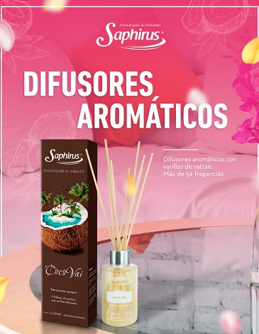 Venta por Mayor y Catalogo Difusor aromático con varillas difusoras 125ml SAPHIRUS