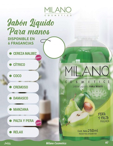 Venta por Mayor y Catalogo Jabón Liquido Milano By Saphirus 250 ml SAPHIRUS