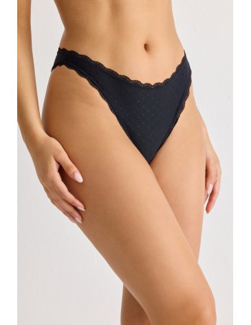 Vedetina de microfibra labrada con puntilla. TS/M - L/XL. Pack x2 BRIGITTE